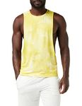 Men's Sleeveless Muscle Stringer Vest Cut Open Gym Training Bodybuilding Tank Top Color Yellow Size S