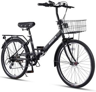 AVASTA Quartet Folding Bike, 24 Inch, 7-Speed, Dual Brakes, Black | Folds in seconds, features 7-speed shifting, dual brakes, basket and rear rack for everyday city riding.