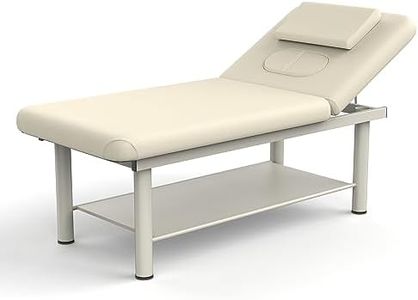 pouseayar Heavy Duty Professional Stationary Massage Bed with Wide Backrest for Therapy, Facial Treatments, Metal Frame, PU Leather