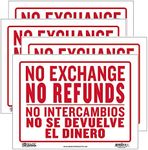 BAZIC No Intercambios No Se Devuelve El Dinero Sign, No Exchange No Refunds Signs, Plastic Signage for Store Retail Shops, 4-Pack