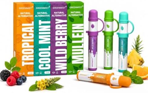 GREENMIST 4-Pack Non-Electric Fragrance Diffuser, On-the-Go Scent, Wild Berry, Cool Mint, Mullein & Tropical Scent