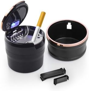 Ziciner Car Ashtray with Lid, Detachable Auto Ashtray with Led Light, Portable Ashtray for Most Car Cup Holder and Air Vent Home, Office, Universal Interior Car Accessories (Rose Gold)
