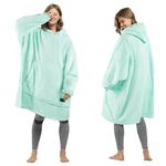 Catalonia Classy Wearable Oversized Hoodie Blanket, Snuggle Sherpa Blanket Hoodie, Warm Throw Blanket Sweatshirt with Sleeves for Winter, Gifts for Mum Women Men Adults Teens, Aqua