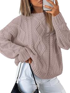 Trendy Queen Oversized Sweaters Womens 2025 Early Fall Fashion Outfits Cable Knit Crewneck Plus Size Pullover Cute Chunky Long Tunic Top Winter Old Money Clothes with Leggings Essential Clothing