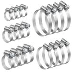 Bolatus 20 Pcs 10-50mm Hose Clips Set, Adjustable Hose Clamps 304 Stainless Steel Worm Drive Hose Pipe Clips Small Pipe Clamps for Fuel Line, Pool and Garden 10-16/12-20/16-25/25-40/32-50mm 5 Sizes