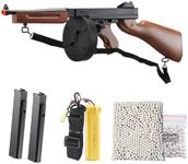 Airsoft Tommy Thompson Durable Submachine Gun WW2 Chicago Typewriter Full Auto SMG AEG with Extra Stick Magazines, Battery and Charger