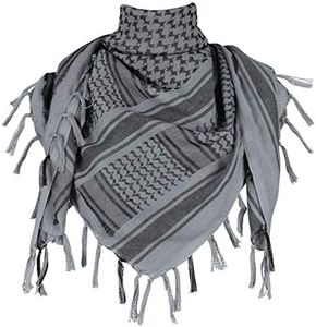 Shemagh Scarf - Men Arab Head Scarf 100% Cotton Military Tactical Desert Keffiyeh Head Neck Wrap, Gray, M