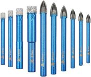 BRSCHNITT Diamond Drill Bit Set - 10 Pieces Diamond Drill Bit - Hole Saw for Ceramic, Granite, Porcelain, Tiles, Porcelain Stoneware, Masonry, Marble, Masonry