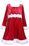 Bonnie Jean Red Holiday Velvet Sparkle Dress with Fur Trim for Toddler, Little and Big Girls - red - 2 Years