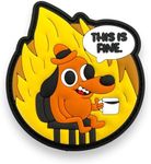 This is Fine PVC Patch - Funny Meme Patches, Humorous Military Tactical Morale Patch with Hook and Loop Fastener, Cute Patches for Backpacks, Military Uniforms, Jeans, Jackets, Vests, Hats & More