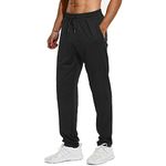 HODOSPORTS 32"/34"/36" Inseam Tall Mens Sweatpants Zipper Pocket Extra Tall Joggers Workout Pants Black