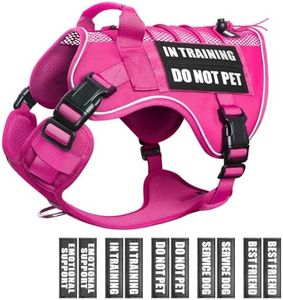 WINSEE Service Dog in Training Mesh Harness with 10 Pet Patches, Soft Air Mesh Breathable Tactical Dog Molle Vest, Reflective Military Pet Vest for Walking Hiking for Medium Dogs