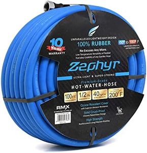 Zephyr Next-gen Garden Hose (1" x 100ft, Ultra-Light Flexible Rubber, Brass Fittings), Blue