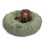 Best Friends by Sheri The Original Calming Donut Dog and Cat Bed in Shag Fur, Sage Green, Large, 36x36