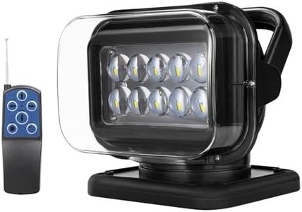 QQBE Remote Control Spotlight for Truck, LED Search Light for Truck, Auto-Reset 360° Rotation, 6 Strong Magnets Boat Spot Light for Offroad Pickup SUV UTV Rescue 50W 5000LM 12V 24V