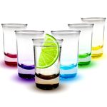 volila Shot Glasses - 50ml (6 Pack) Heavy Base Shot Glass - Coloured Shot Glasses Set for Alcohol Shots, Vodka, Expresso, Tequila & Desserts - Durable and Reusable Shot Glasses for Home, Bars & Party