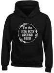 Hippowarehouse I'm The Little Boss Around Here! Kids Children's Unisex Hoodie Hooded top Black