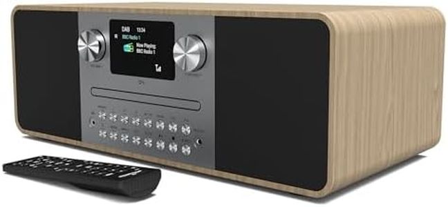 DAB/DAB+ & FM Digital Radio with CD Player | Bluetooth & USB MP3 Player | 60w Premium Sound | Remote Control | Mains Powered | Perfect for Home Entertainment | AZATOM D4 (Oak)