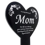 Eternally Yours Mom's Memorial Remembrance Plaque Stake, Heart Design, Black Plaque