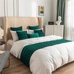 Green Bed Runner for Foot of Bed,Velvet Decor Bedding Cover Wave Pattern Bedspread Throw on Both Sides Bed Scarf Towel Protection for Hotel Bedroom, 45 x 180cm