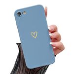 HJWKJUS Compatible with iPhone 6/6s Case for Women Girls, Soft Flexible Durable Silicone Protective Case Cute Heart Pattern Slim Thin TPU Shockproof Cover for iPhone 6/6s 4.7＂-Blue