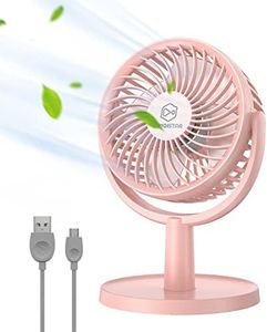 LEMOISTAR Small Desk Fan with 4 Speeds, Personal USB Mini Fans with Quiet Operation, Powerful Airflow, 310°Rotation, Tiny Cooling Table Fan for Office, Travel, Bedroom(Pink)