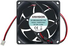 ANVISION 80mm x 25mm DC 24V Brushless Cooling Fan, Dual Ball Bearing, 2 Pin