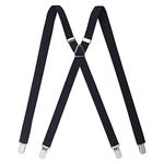 TopTie Men Women Unisex Trouser Suspenders Braces Solid Suspenders Elastic 3/5 Inch X Back Adjustable Suspenders