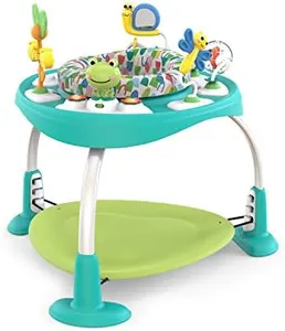 Bright Starts Bounce Bounce Baby 2-in-1 Activity Center Jumper & Table - Playful Pond (Green), 6 Months+