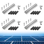 Anbte Solar Panel Mounting Kit, 4 Pieces Short Rod 300MM Aluminum Include 35MM Center Clamp, M5*37mm Screws, Rubber Pads, Flat Roof PV Mounting System Solar Panel Roof Mounting Braket Accessories Set