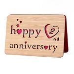 I Love You 2nd Anniversary Cards,Handmade With Real Bamboo Wood, Greeting Cards for 2 Years Valentines Day ,Wedding Anniversary,Gifts for Husband,Wife,Girlfriend,Boyfriend,Couple,Him or Her (2nd Ann.)