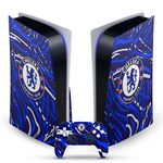 Head Case Designs Officially Licensed Chelsea Football Club Abstract Brush Art Vinyl Faceplate Gaming Skin Decal Compatible With Sony PlayStation 5 PS5 Disc Edition Console & DualSense Controller