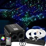 Callsky Dual Color 20w Twinkle Fiber Optic Starlight Headliner Kits 1200pcs 0.03in 13.1ft, RGB Meteor Shooting Star, APP/Remote/Sound Activated Control Home Car Ceiling Décor