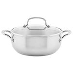 KitchenAid - 3-Ply Base Brushed Stainless Steel Casserole Pan with Lid (3.8L/4qt)