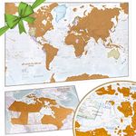 Scratch Off Map of The World Poster - Travel Gift + Bonus Canada Scratch Poster - Maps International - 50 Years of Map Making - Cartographic Detail Featuring Country & State Borders