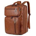 Vegan Leather Laptop Backpack Briefcase Hybrid 15.6 Inch Laptop Travel Backpack Hiking College Backpack for Men BC-04, Brown, Large, Travel Backpack