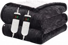Heated Blanket Electric King, 100"x90" Soft Flannel Heating Blanket with 8 Hours Auto Off 10 Fast Heating Levels Machine Washable Sherpa Heated Throw Blanket with Overheating Protection