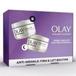 Olay Anti-Wrinkle Firm & Lift Giftset: SPF15 Day Face Cream 50ml + Night Cream Moisturiser 50ml, Anti-Ageing Skin Care