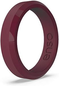 Enso Rings Bevel Thin Silicone Wedding Ring – Hypoallergenic Unisex Stackable Wedding Band – Comfortable Minimalist Band – 5.08mm Wide, 2.16mm Thick Oxblood Size: 7