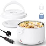 Aotto Electric Lunch Box 80W Portable Food Warmer - 950ml/32Oz Heated Lunch Box Adults Food Heater - 12V/24V/220V 3-in-1 Lunch Warmer Portable for Work/Travel/Car/Truck/Home/Office (White)