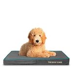 The Dog’s Bed Orthopedic Dog Bed Large Grey/Blue 40x25x4, Memory Foam, Pain Relief: Arthritis, Hip & Elbow Dysplasia, Post Surgery, Lameness, Supportive, Calming, Waterproof Washable Cover
