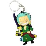 Funfob One Piece Zoro Keychain Cute Key Rings For Boys Girls For Anime & Cartoon Fans (Zoro Two Side Keychain)