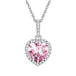 ChicSilver October Birthstone Necklace Dainty pink tourmaline necklace Cubic Zirconia Pendant Necklace for Women