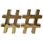 Benzara Urban Vogue Ceramic Hashtag, Gold, Set of 2 Bookend