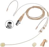 Dual Earhook Headset Microphone - Compatible with Shure Wireless Transmitter, Over-Ear TA4F Mini XLR Mic with Windscreen, Clear Sound for Lectures, Performances, Theater – Professional, Lightweight