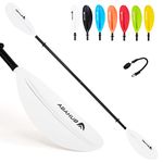 Abahub 1 x Kayak Paddles, 90.5 Inch Kayaking Oars for Boating, Canoeing with Free Paddle Leash, Aluminum Alloy Shaft White Plastic Blade