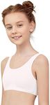 Girls Training Bra with Removable Padded for 8-10-12-14 Years Old,Mini-A Cup Pad&Wireless Bras for Girls,Comfort Seamless, White, 8-16 Years