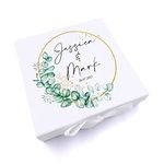 ukgiftstoreonline Personalised Wedding Keepsake Box Gift With Wreath and Eucalyptus (Large)