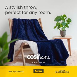 Cosi Home Heated Throw Blanket – Navy, Soft Electric Fleece
