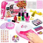 Geek Cheers Kids Nail Polish Set for Girls, All in One Nail Art Kit with Nail Dryer/ Glitter Pen/ Nail Pen/ Pess On Nails/3D Nail Charms - Birthday and Christmas Gifts for Girls Ages 5-12